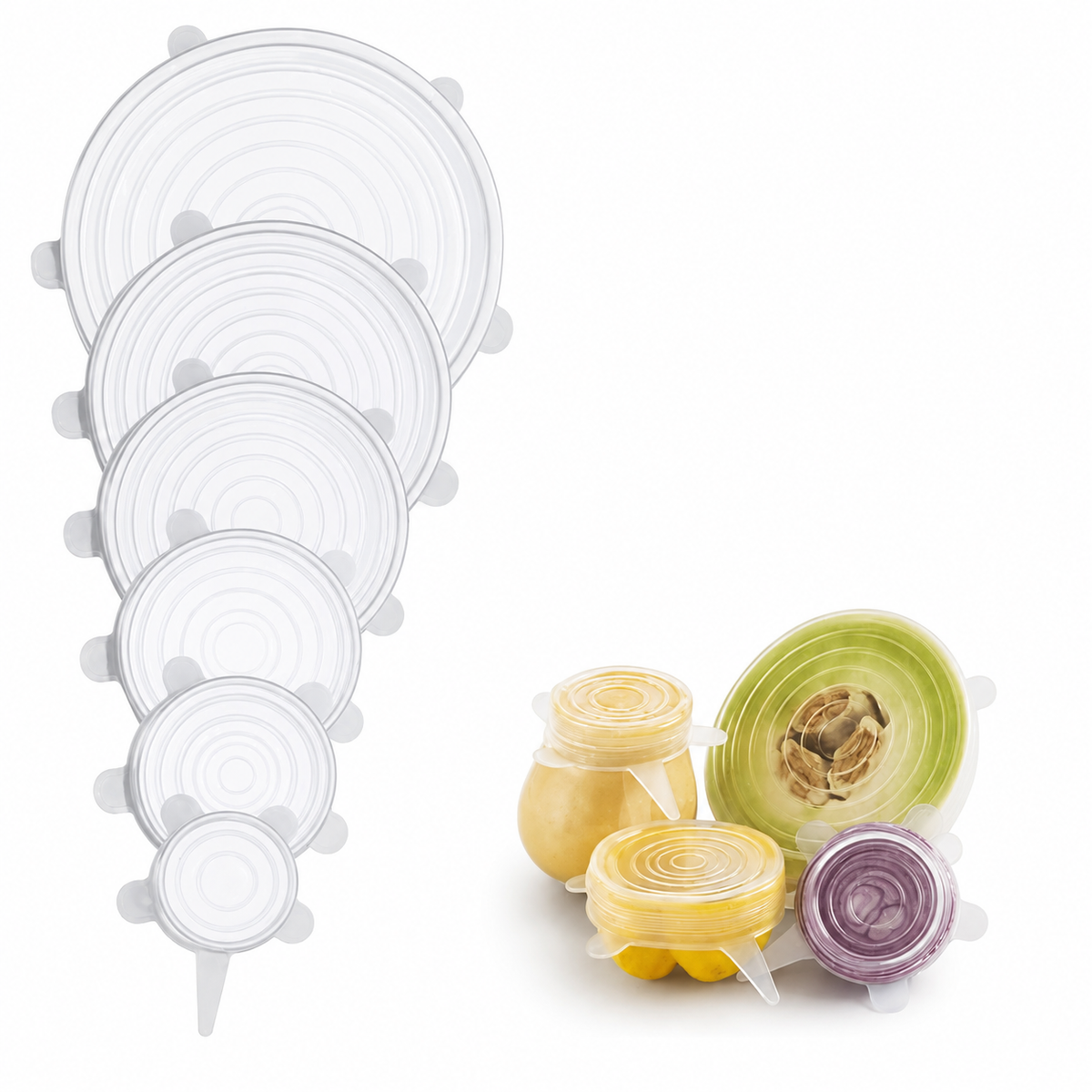 Reusable Silicone Stretch Lids – 6 Pack