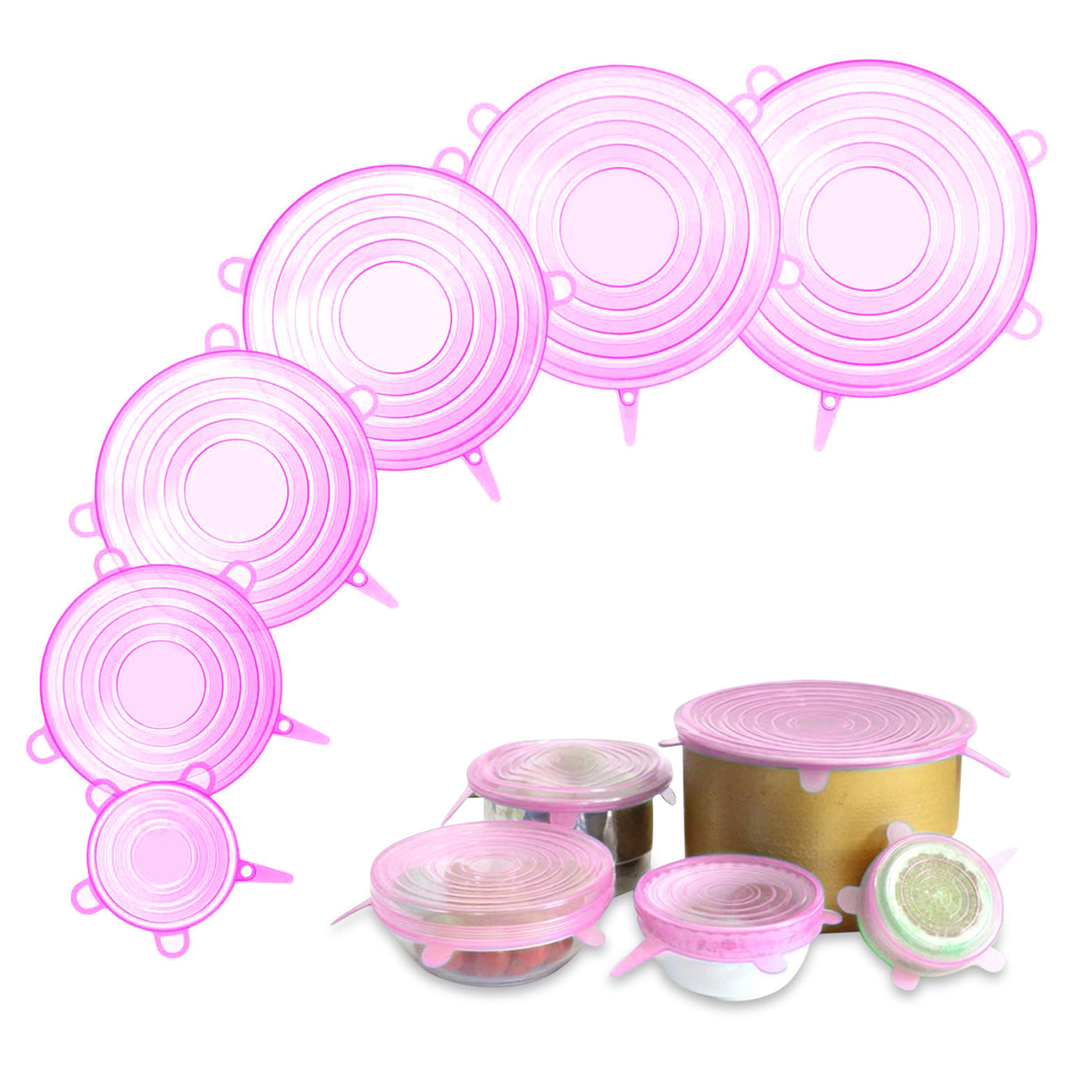 Reusable Silicone Stretch Lids – 6 Pack