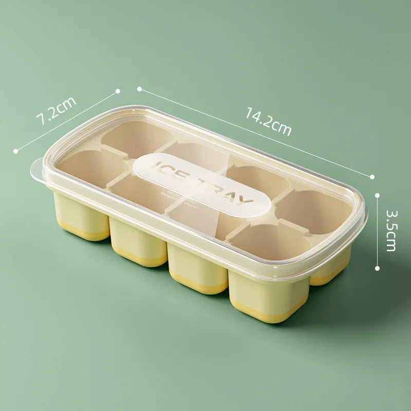 1-Piece 8-Cavity Silicone Ice Cube Tray with Lid