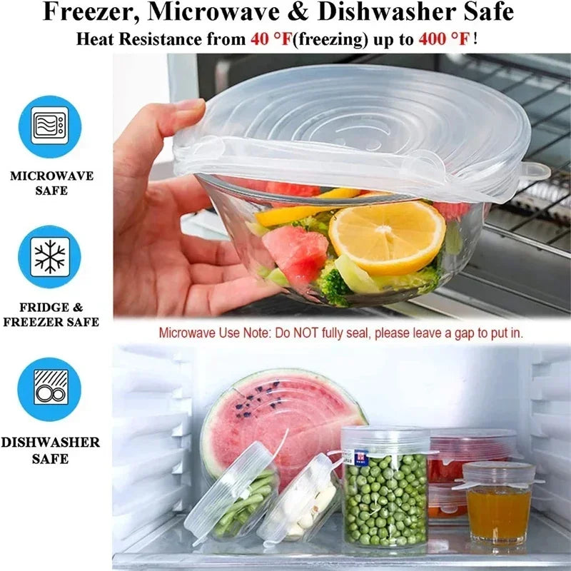 6-Piece Reusable Silicone Stretch Lids